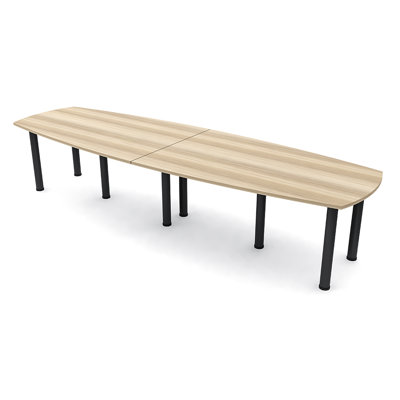 Newton Boat Shaped Conference Table In White Matte Laminate Top